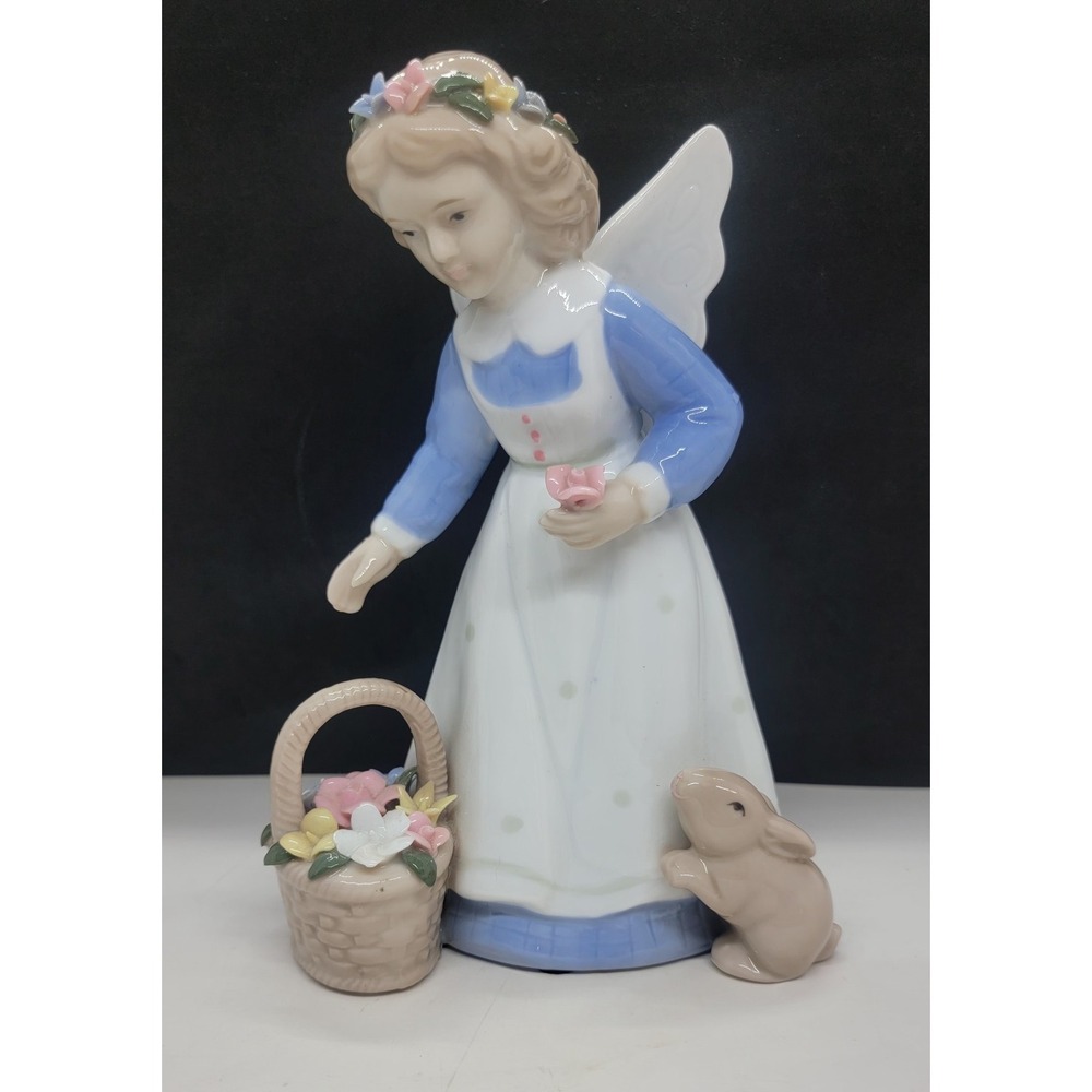 Everyday Angels Porcelain Susan Winget Girl Figurine With Bunny Flower Basket